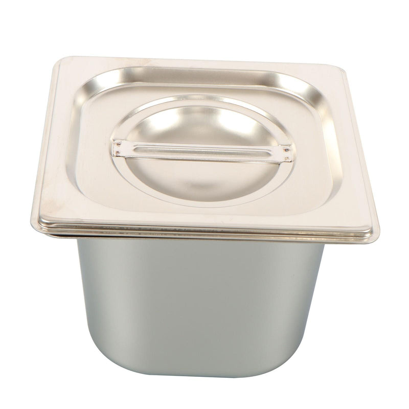 DURAFORCE 6 Pack Stainless Steam Hotel Pans 1/6 Size 6 Inch Deep With Lids