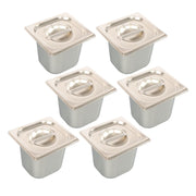 DURAFORCE 6 Pack Stainless Steam Hotel Pans 1/6 Size 6 Inch Deep With Lids
