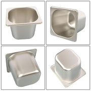 DURAFORCE 6 Pack Stainless Steam Hotel Pans 1/6 Size 6 Inch Deep With Lids