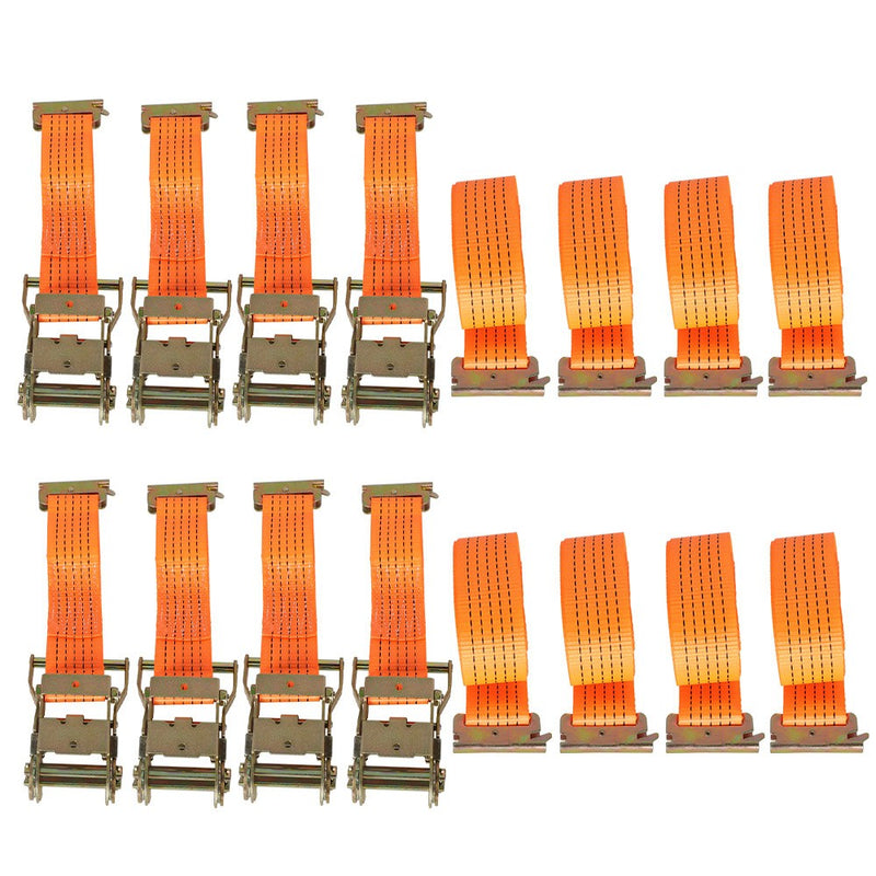 DURAFORCE 8 Pack E-Track Ratchet Straps 2 "x 20' 4000 lb Orange Heavy Duty Tie Downs USA
