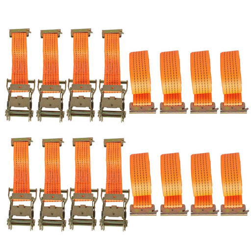 DURAFORCE 8 Pack E-Track Ratchet Straps 2 "x 20' 4000 lb Orange Heavy Duty Tie Downs USA
