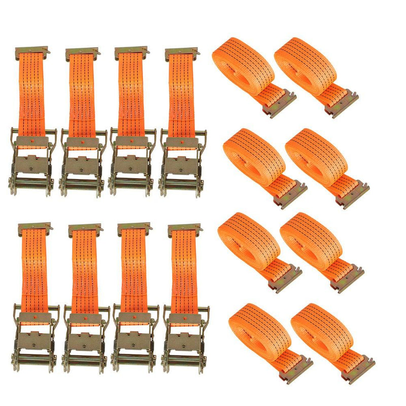 DURAFORCE 8 Pack E-Track Ratchet Straps 2 "x 20' 4000 lb Orange Heavy Duty Tie Downs USA