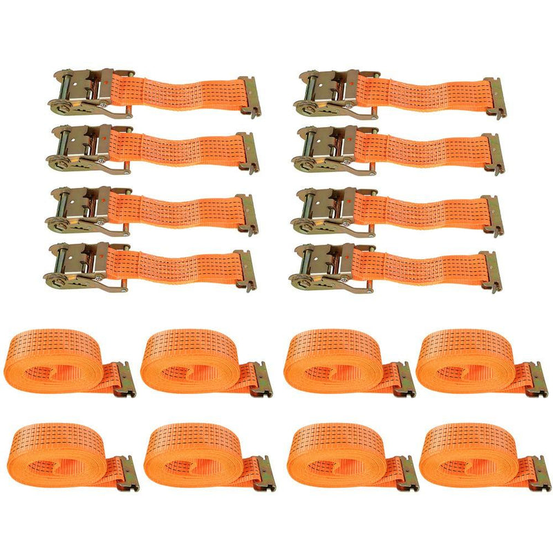 DURAFORCE 8 Pack E-Track Ratchet Straps 2 "x 20' 4000 lb Orange Heavy Duty Tie Downs USA