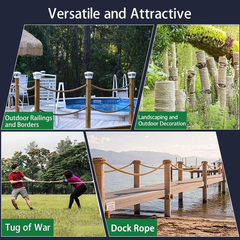 DURAFORCE PP 1"×100' Manila Rope 3 Strand Twisted Rope Arborist Bull Rope Rope