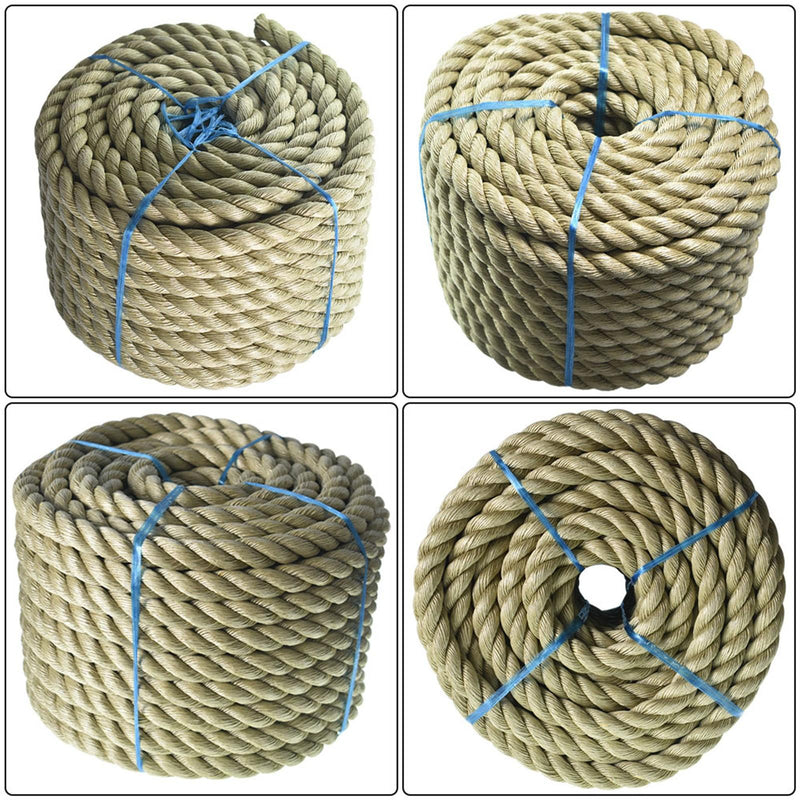 DURAFORCE PP 1"×100' Manila Rope 3 Strand Twisted Rope Arborist Bull Rope Rope