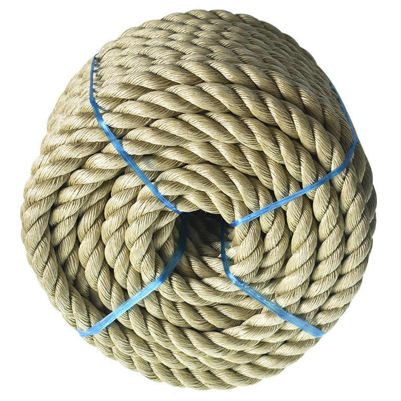 DURAFORCE PP 1"×100' Manila Rope 3 Strand Twisted Rope Arborist Bull Rope Rope