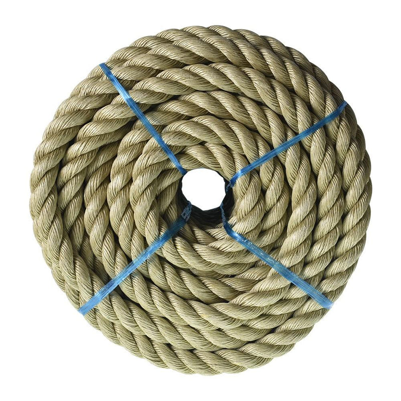 DURAFORCE PP 1"×100' Manila Rope 3 Strand Twisted Rope Arborist Bull Rope Rope