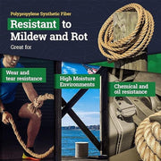 DURAFORCE PP 1"×100' Manila Rope 3 Strand Twisted Rope Arborist Bull Rope Rope
