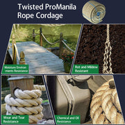 DURAFORCE PP 1"×100' Manila Rope 3 Strand Twisted Rope Arborist Bull Rope Rope