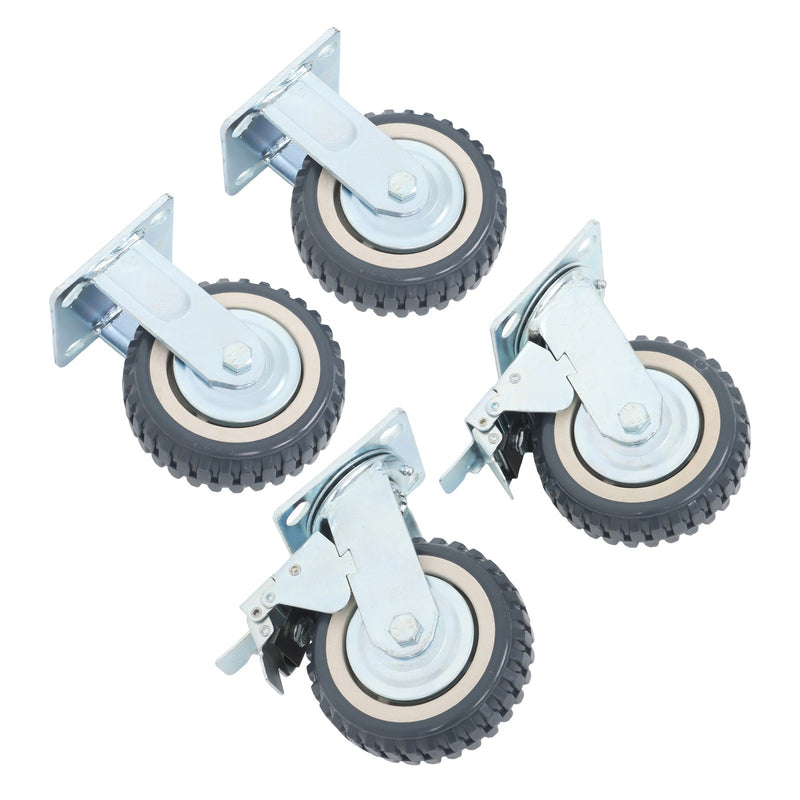 DURAFORCE 4 Pcs 6" Swivel Caster Wheels 2 Straight Wheels, 2 With Safety Brake Heavy Duty