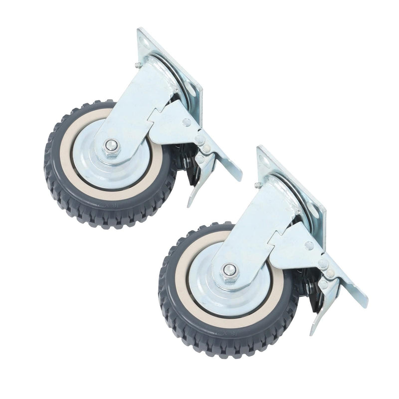 DURAFORCE 4 Pcs 6" Swivel Caster Wheels 2 Straight Wheels, 2 With Safety Brake Heavy Duty