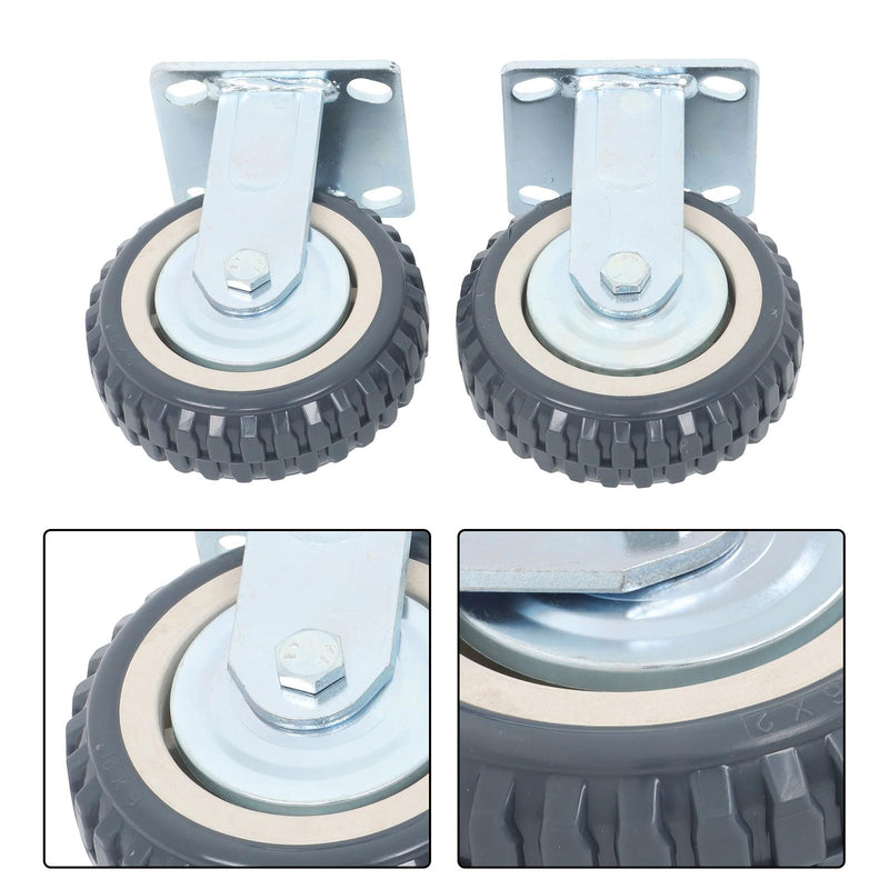 DURAFORCE 4 Pcs 6" Swivel Caster Wheels 2 Straight Wheels, 2 With Safety Brake Heavy Duty
