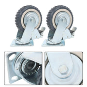 DURAFORCE 4 Pcs 6" Swivel Caster Wheels 2 Straight Wheels, 2 With Safety Brake Heavy Duty
