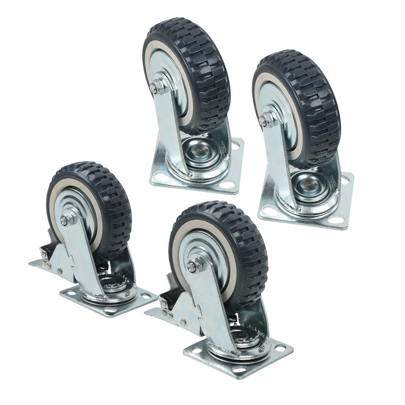 DURAFORCE 4 Pcs 6 Inch Swivel Caster Wheels Heavy Duty Inclined Fixed Wheel With Brake