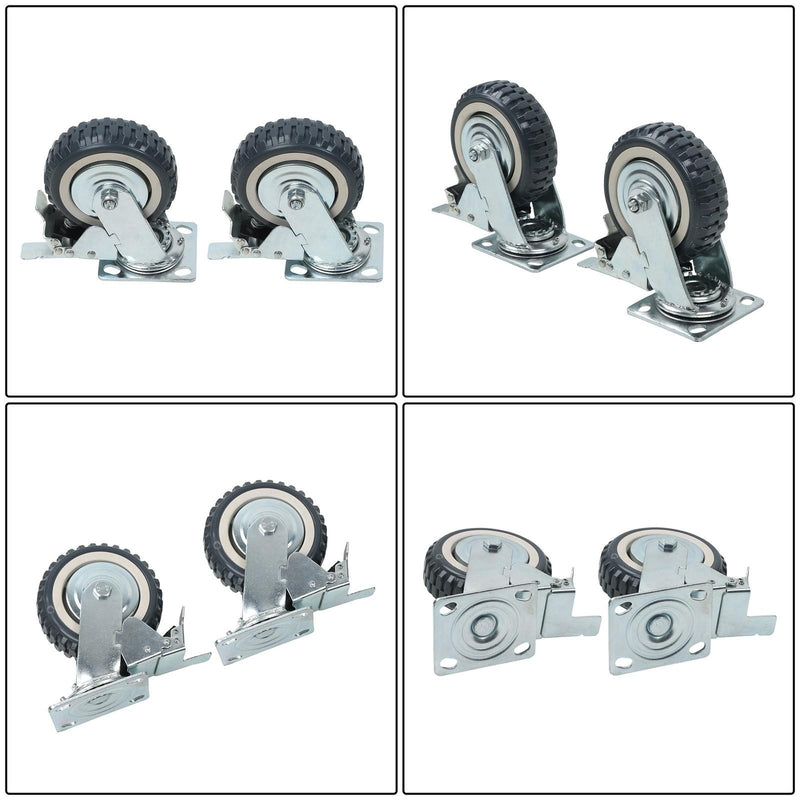 DURAFORCE 4 Pcs 6 Inch Swivel Caster Wheels Heavy Duty Inclined Fixed Wheel With Brake