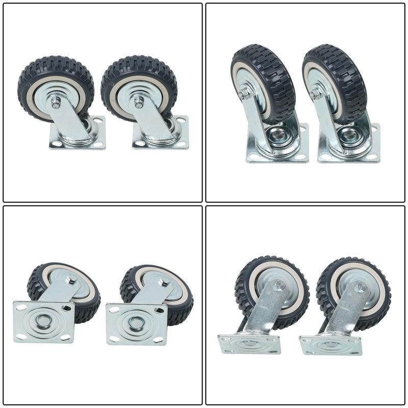 DURAFORCE 4 Pcs 6 Inch Swivel Caster Wheels Heavy Duty Inclined Fixed Wheel With Brake