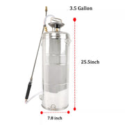 DURAFORCE 14L Garden Sprayer 3.5 Gallon Portable Stainless Steel Hand Pump Pressure Spray