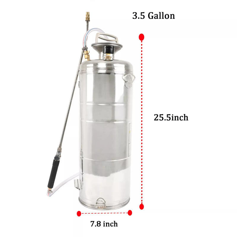 DURAFORCE 14L Garden Sprayer 3.5 Gallon Portable Stainless Steel Hand Pump Pressure Spray