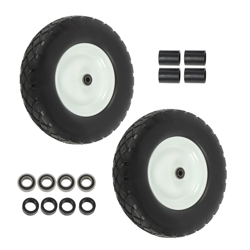 DURAFORCE 2 Pack 4.80/4.00-8 Flat Free Tire And Wheel -16" Solid Tire 5/8" Axle Bore Hole