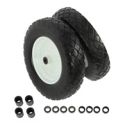 DURAFORCE 2 Pack 4.80/4.00-8 Flat Free Tire And Wheel -16" Solid Tire 5/8" Axle Bore Hole