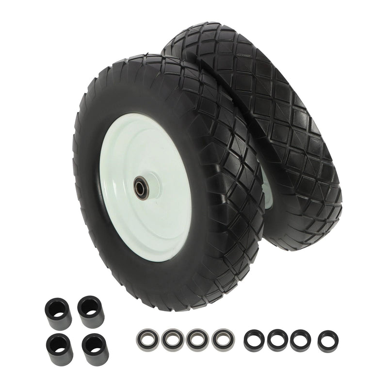 DURAFORCE 2 Pack 4.80/4.00-8 Flat Free Tire And Wheel -16" Solid Tire 5/8" Axle Bore Hole
