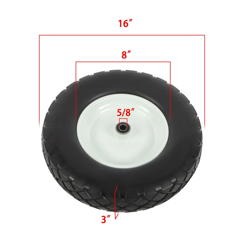 DURAFORCE 2 Pack 4.80/4.00-8 Flat Free Tire And Wheel -16" Solid Tire 5/8" Axle Bore Hole