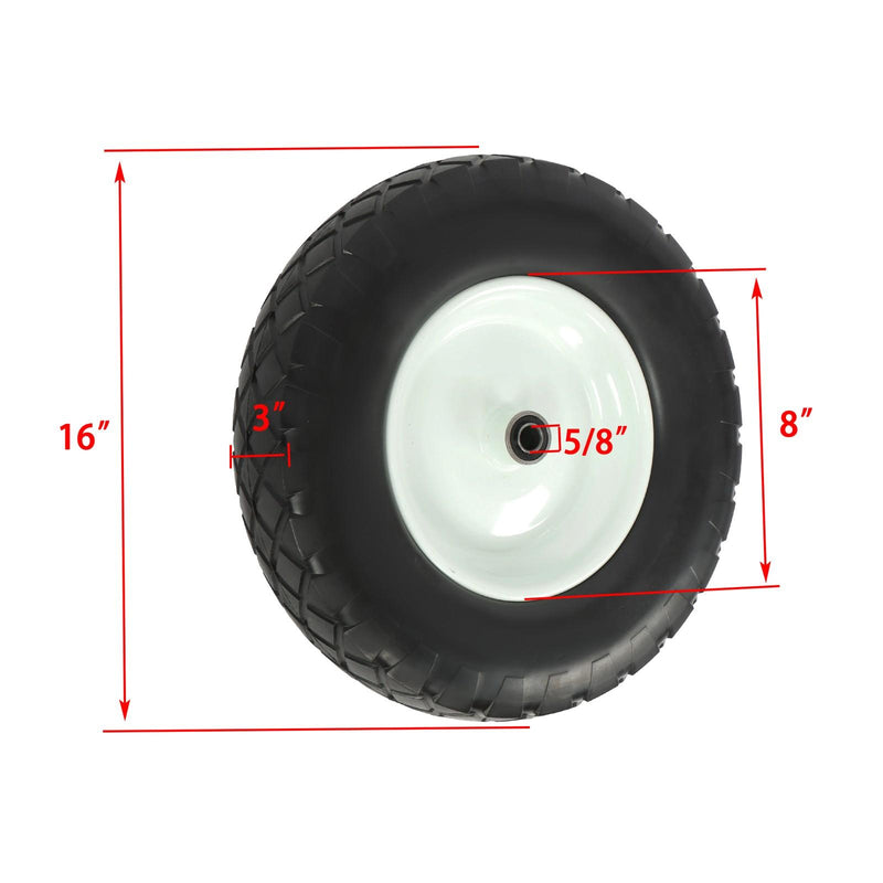 DURAFORCE 2 Pack 4.80/4.00-8 Flat Free Tire And Wheel -16" Solid Tire 5/8" Axle Bore Hole