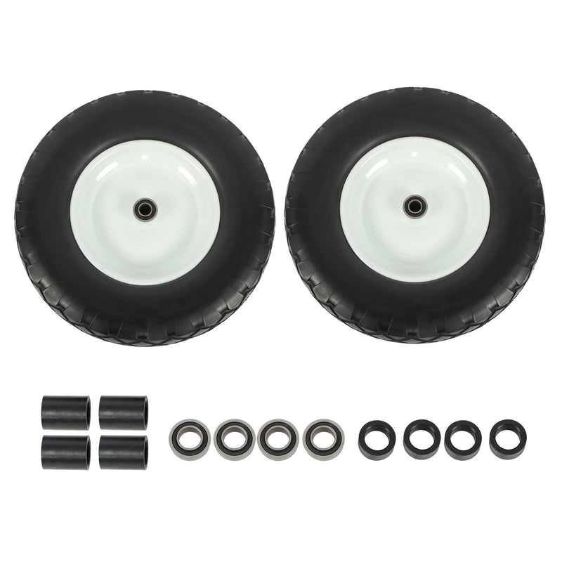 DURAFORCE 2 Pack 4.80/4.00-8 Flat Free Tire And Wheel -16" Solid Tire 5/8" Axle Bore Hole