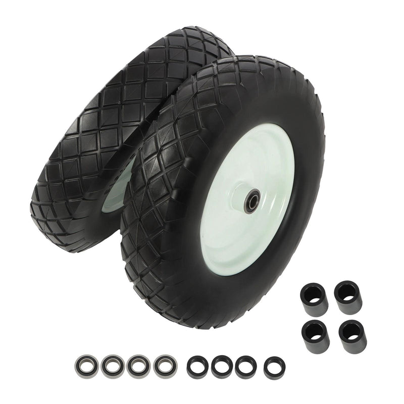 DURAFORCE 2 Pack 4.80/4.00-8 Flat Free Tire And Wheel -16" Solid Tire 5/8" Axle Bore Hole