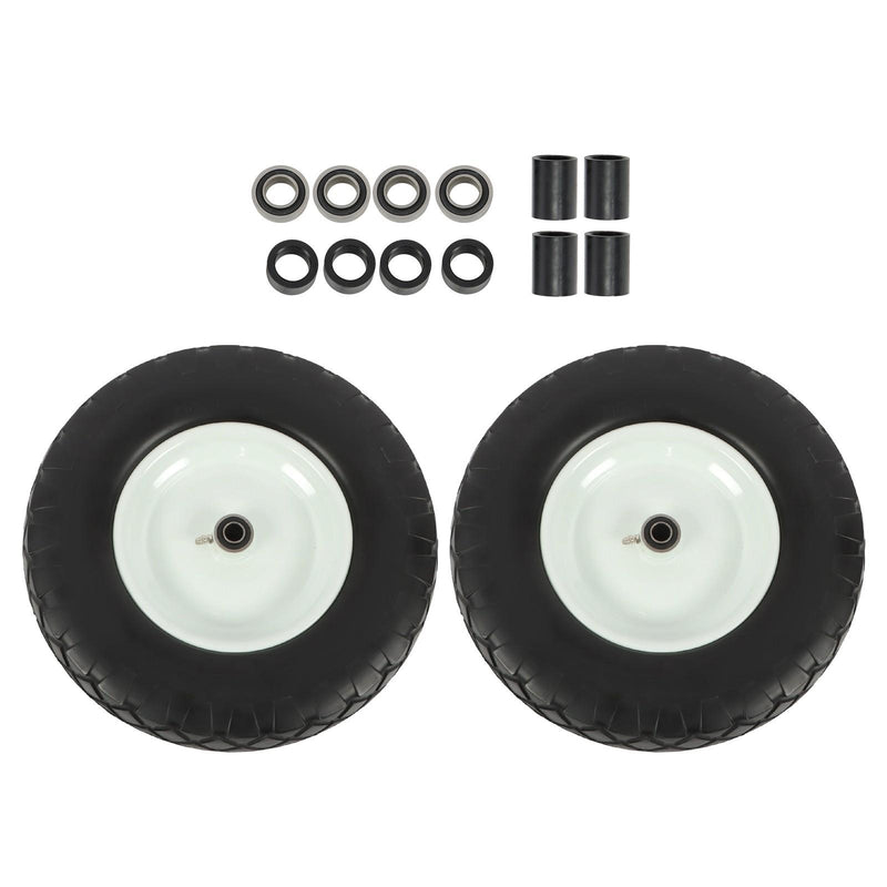 DURAFORCE 2 Pack 4.80/4.00-8 Flat Free Tire And Wheel -16" Solid Tire 5/8" Axle Bore Hole