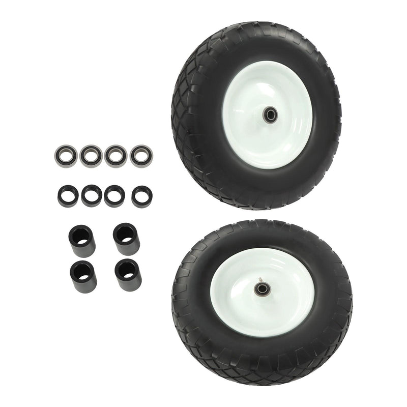 DURAFORCE 2 Pack 4.80/4.00-8 Flat Free Tire And Wheel -16" Solid Tire 5/8" Axle Bore Hole