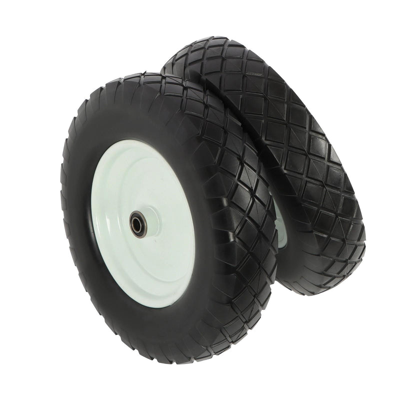 DURAFORCE 2 Pack 4.80/4.00-8 Flat Free Tire And Wheel -16" Solid Tire 5/8" Axle Bore Hole
