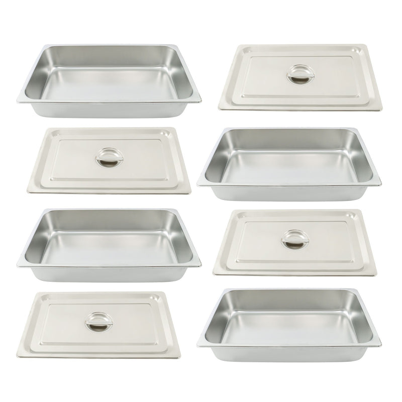 DURAFORCE Commercial-Grade 3.7" Deep Steam Table Pans, Set of 4 with Tight Seal Lids