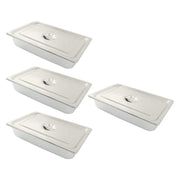 DURAFORCE Commercial-Grade 3.7" Deep Steam Table Pans, Set of 4 with Tight Seal Lids