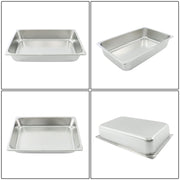 DURAFORCE Commercial-Grade 3.7" Deep Steam Table Pans, Set of 4 with Tight Seal Lids