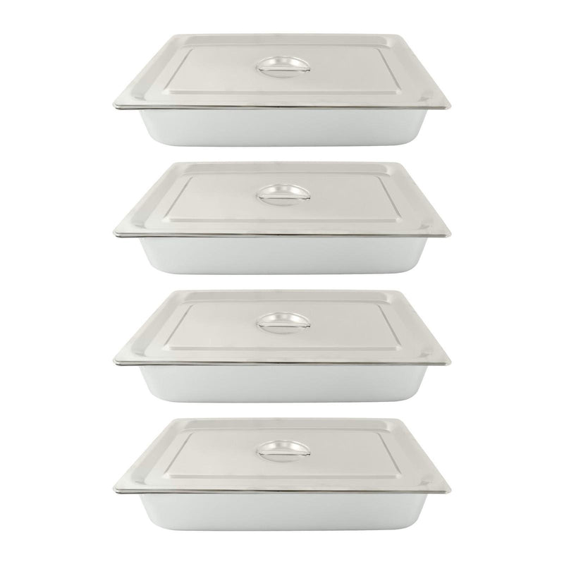 DURAFORCE Commercial-Grade 3.7" Deep Steam Table Pans, Set of 4 with Tight Seal Lids