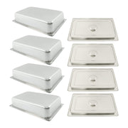 DURAFORCE Commercial-Grade 3.7" Deep Steam Table Pans, Set of 4 with Tight Seal Lids