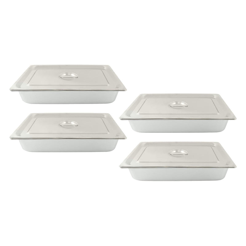 DURAFORCE Commercial-Grade 3.7" Deep Steam Table Pans, Set of 4 with Tight Seal Lids