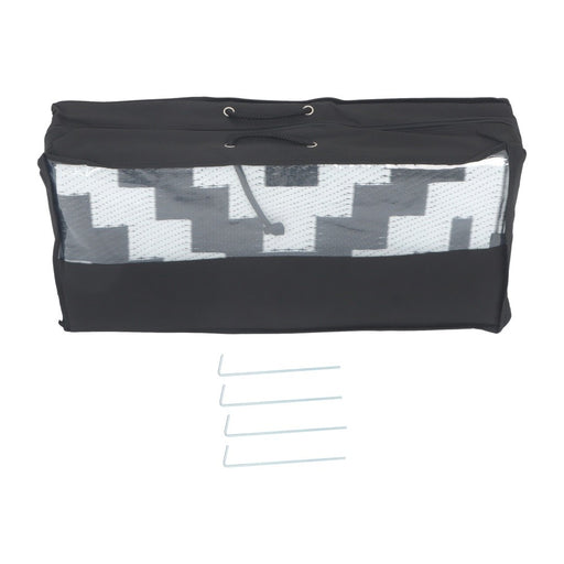DURAFORCE 8x10ft Outdoor Plastic Straw Rug For Camping Outdoor Carpet RV Mat Black & White