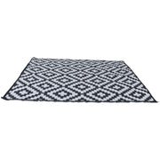 DURAFORCE 8x10ft Outdoor Plastic Straw Rug For Camping Outdoor Carpet RV Mat Black & White