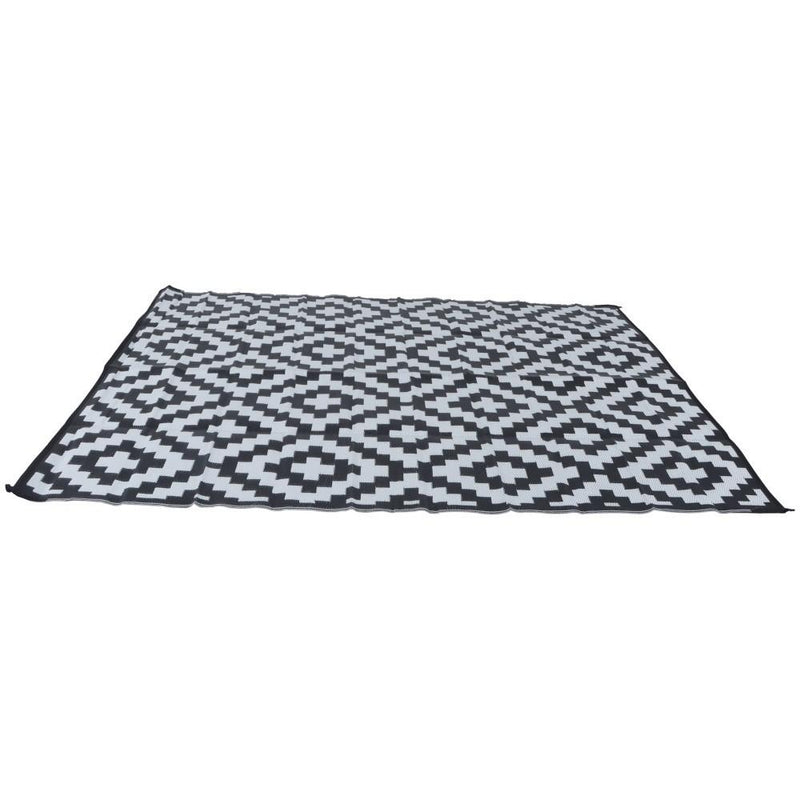 DURAFORCE 8x10ft Outdoor Plastic Straw Rug For Camping Outdoor Carpet RV Mat Black & White
