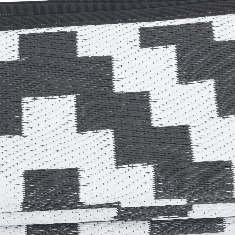 DURAFORCE 8x10ft Outdoor Plastic Straw Rug For Camping Outdoor Carpet RV Mat Black & White