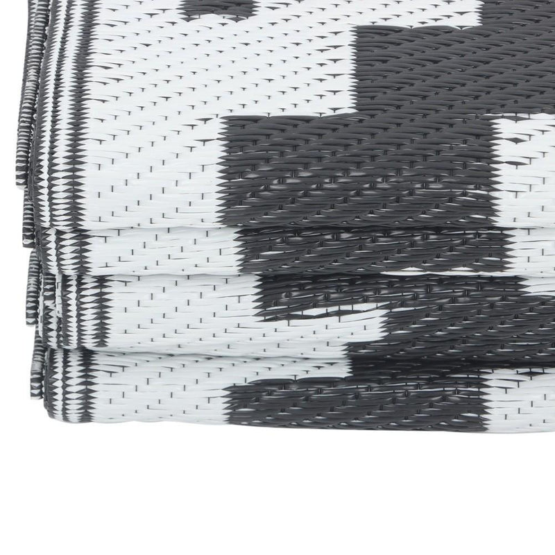 DURAFORCE 8x10ft Outdoor Plastic Straw Rug For Camping Outdoor Carpet RV Mat Black & White