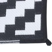 DURAFORCE 8x10ft Outdoor Plastic Straw Rug For Camping Outdoor Carpet RV Mat Black & White