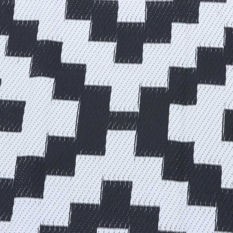 DURAFORCE 8x10ft Outdoor Plastic Straw Rug For Camping Outdoor Carpet RV Mat Black & White