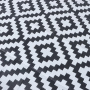 DURAFORCE 8x10ft Outdoor Plastic Straw Rug For Camping Outdoor Carpet RV Mat Black & White