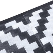 DURAFORCE 8x10ft Outdoor Plastic Straw Rug For Camping Outdoor Carpet RV Mat Black & White