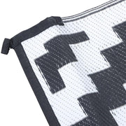 DURAFORCE 8x10ft Outdoor Plastic Straw Rug For Camping Outdoor Carpet RV Mat Black & White