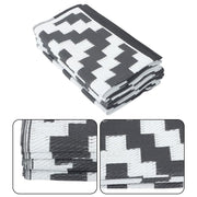 DURAFORCE 8x10ft Outdoor Plastic Straw Rug For Camping Outdoor Carpet RV Mat Black & White