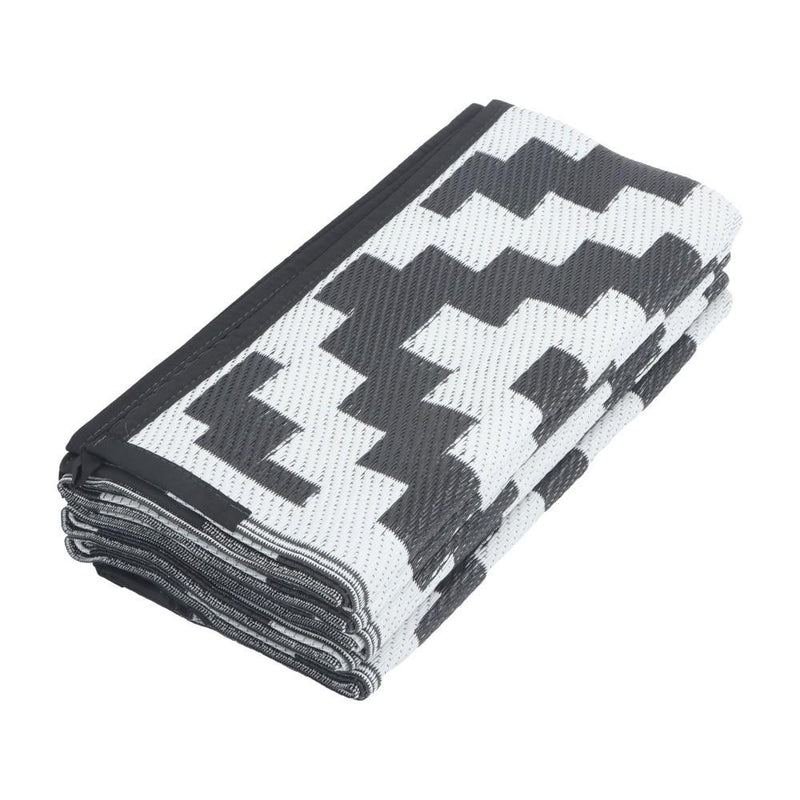 DURAFORCE 8x10ft Outdoor Plastic Straw Rug For Camping Outdoor Carpet RV Mat Black & White